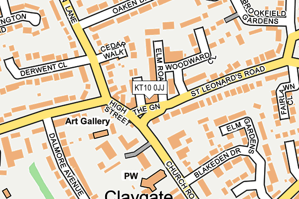 KT10 0JJ map - OS OpenMap – Local (Ordnance Survey)