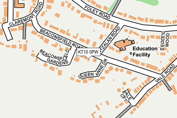 KT10 0PW map - OS OpenMap – Local (Ordnance Survey)