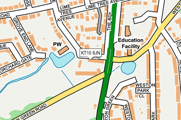 KT10 8JN map - OS OpenMap – Local (Ordnance Survey)