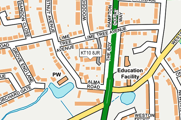 KT10 8JR map - OS OpenMap – Local (Ordnance Survey) KT10 8JR map - OS OpenMap – Local (Ordnance Survey)