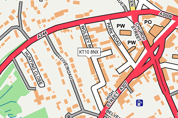 KT10 8NX map - OS OpenMap – Local (Ordnance Survey) KT10 8NX map - OS OpenMap – Local (Ordnance Survey)