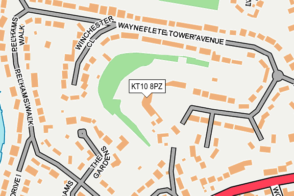 KT10 8PZ map - OS OpenMap – Local (Ordnance Survey) KT10 8PZ map - OS OpenMap – Local (Ordnance Survey)