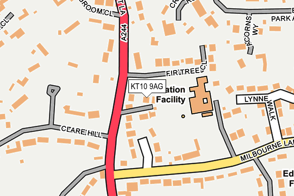 KT10 9AG map - OS OpenMap – Local (Ordnance Survey) KT10 9AG map - OS OpenMap – Local (Ordnance Survey)