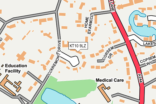KT10 9LZ map - OS OpenMap – Local (Ordnance Survey) KT10 9LZ map - OS OpenMap – Local (Ordnance Survey)