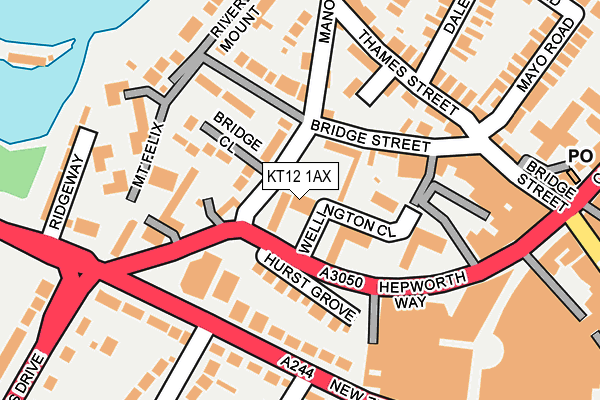 KT12 1AX map - OS OpenMap – Local (Ordnance Survey) KT12 1AX map - OS OpenMap – Local (Ordnance Survey)