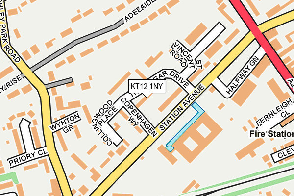 KT12 1NY map - OS OpenMap – Local (Ordnance Survey) KT12 1NY map - OS OpenMap – Local (Ordnance Survey)
