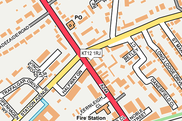 KT12 1RJ map - OS OpenMap – Local (Ordnance Survey) KT12 1RJ map - OS OpenMap – Local (Ordnance Survey)