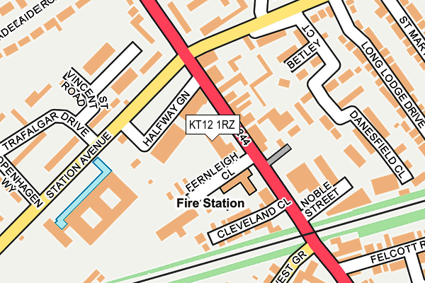 KT12 1RZ map - OS OpenMap – Local (Ordnance Survey) KT12 1RZ map - OS OpenMap – Local (Ordnance Survey)
