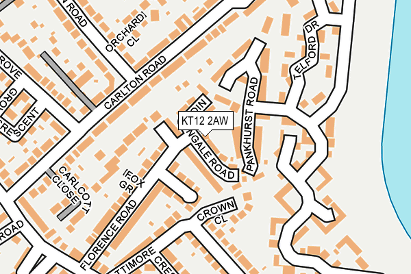 KT12 2AW map - OS OpenMap – Local (Ordnance Survey) KT12 2AW map - OS OpenMap – Local (Ordnance Survey)