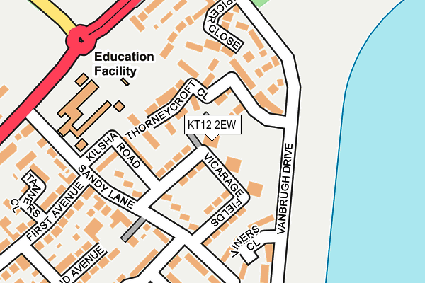 KT12 2EW map - OS OpenMap – Local (Ordnance Survey) KT12 2EW map - OS OpenMap – Local (Ordnance Survey)