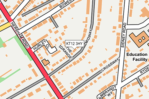 KT12 3HY map - OS OpenMap – Local (Ordnance Survey) KT12 3HY map - OS OpenMap – Local (Ordnance Survey)