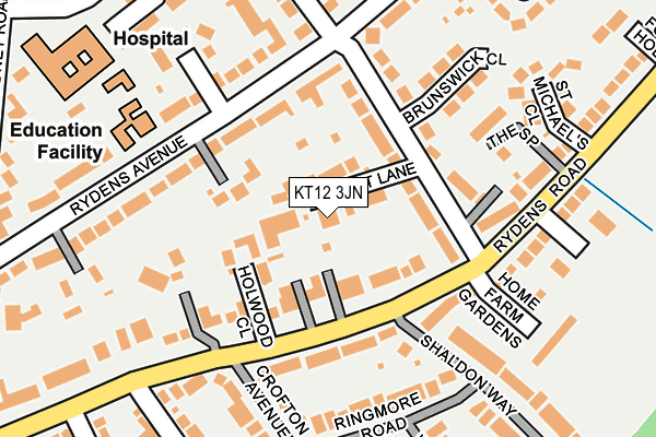 KT12 3JN map - OS OpenMap – Local (Ordnance Survey) KT12 3JN map - OS OpenMap – Local (Ordnance Survey)