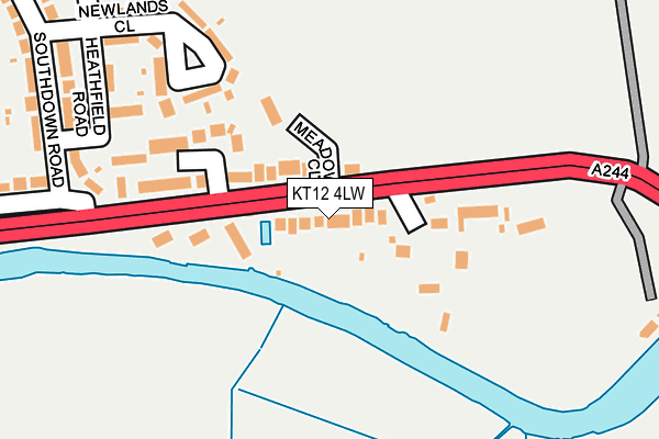 KT12 4LW map - OS OpenMap – Local (Ordnance Survey) KT12 4LW map - OS OpenMap – Local (Ordnance Survey)