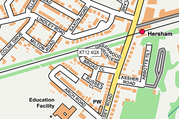 KT12 4QX map - OS OpenMap – Local (Ordnance Survey) KT12 4QX map - OS OpenMap – Local (Ordnance Survey)