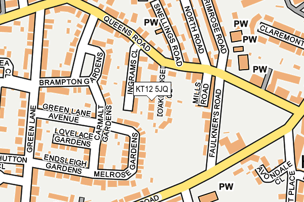 KT12 5JQ map - OS OpenMap – Local (Ordnance Survey) KT12 5JQ map - OS OpenMap – Local (Ordnance Survey)