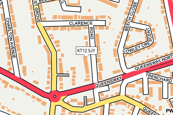 KT12 5JY map - OS OpenMap – Local (Ordnance Survey)