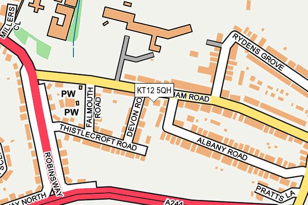 KT12 5QH map - OS OpenMap – Local (Ordnance Survey) KT12 5QH map - OS OpenMap – Local (Ordnance Survey)