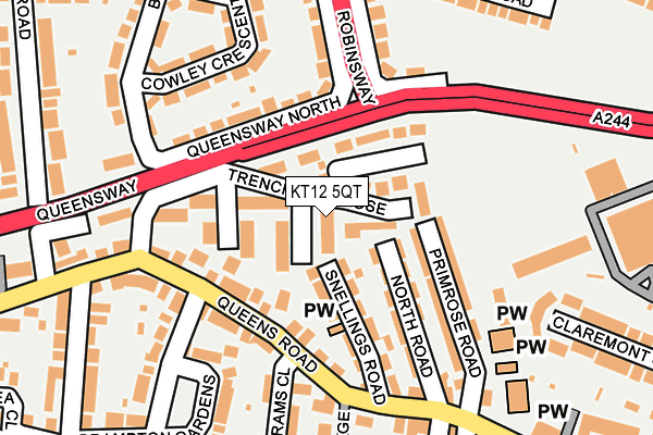 KT12 5QT map - OS OpenMap – Local (Ordnance Survey) KT12 5QT map - OS OpenMap – Local (Ordnance Survey)