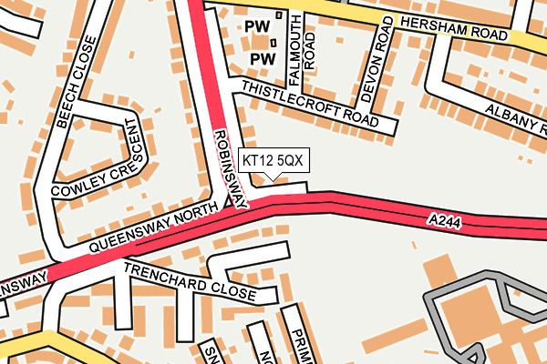 KT12 5QX map - OS OpenMap – Local (Ordnance Survey) KT12 5QX map - OS OpenMap – Local (Ordnance Survey)