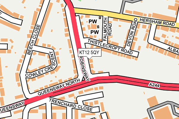 KT12 5QY map - OS OpenMap – Local (Ordnance Survey) KT12 5QY map - OS OpenMap – Local (Ordnance Survey)