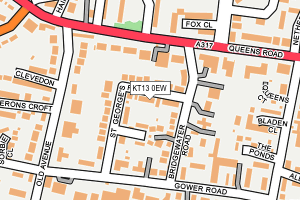 KT13 0EW map - OS OpenMap – Local (Ordnance Survey) KT13 0EW map - OS OpenMap – Local (Ordnance Survey)