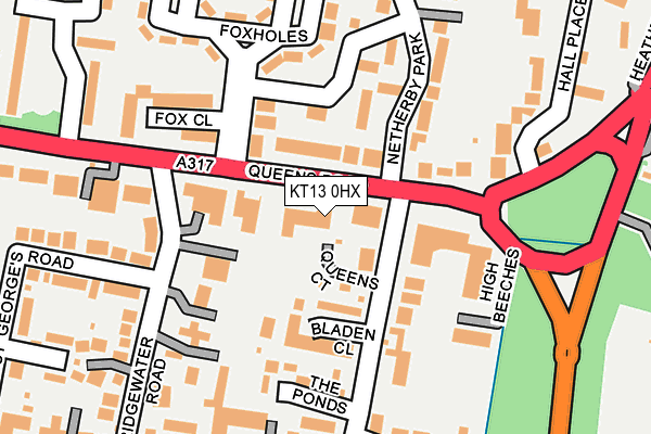 KT13 0HX map - OS OpenMap – Local (Ordnance Survey) KT13 0HX map - OS OpenMap – Local (Ordnance Survey)