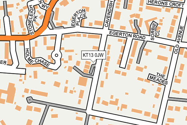 KT13 0JW map - OS OpenMap – Local (Ordnance Survey) KT13 0JW map - OS OpenMap – Local (Ordnance Survey)