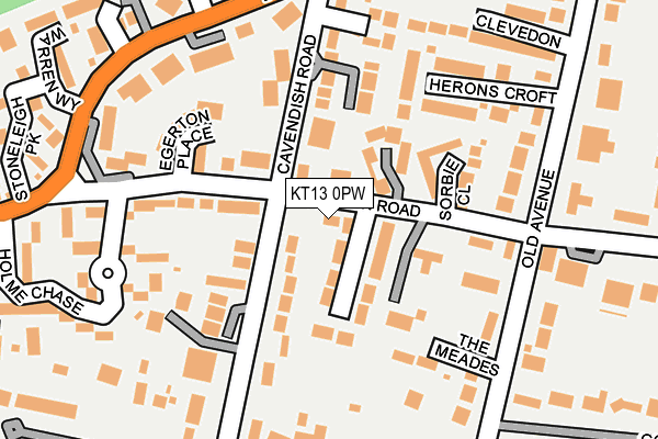 KT13 0PW map - OS OpenMap – Local (Ordnance Survey) KT13 0PW map - OS OpenMap – Local (Ordnance Survey)