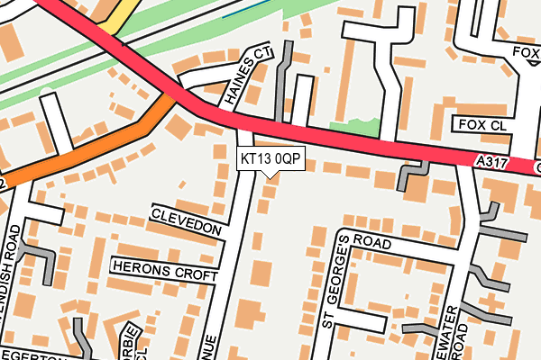 KT13 0QP map - OS OpenMap – Local (Ordnance Survey) KT13 0QP map - OS OpenMap – Local (Ordnance Survey)