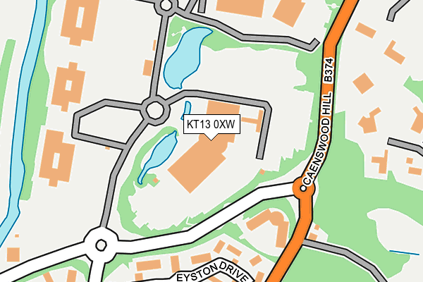 KT13 0XW map - OS OpenMap – Local (Ordnance Survey) KT13 0XW map - OS OpenMap – Local (Ordnance Survey)