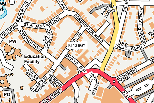 KT13 8GY map - OS OpenMap – Local (Ordnance Survey) KT13 8GY map - OS OpenMap – Local (Ordnance Survey)
