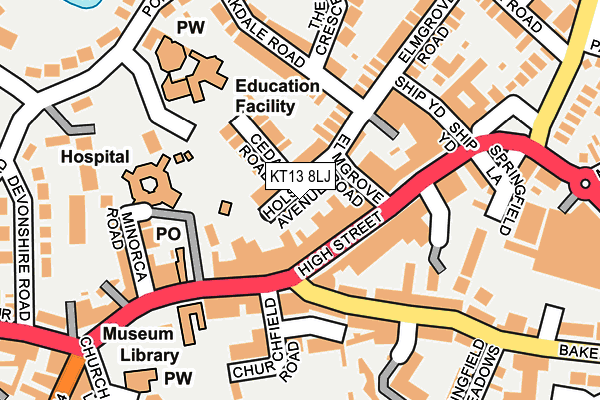 KT13 8LJ map - OS OpenMap – Local (Ordnance Survey) KT13 8LJ map - OS OpenMap – Local (Ordnance Survey)