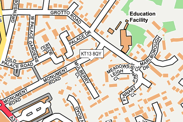 KT13 8QY map - OS OpenMap – Local (Ordnance Survey)