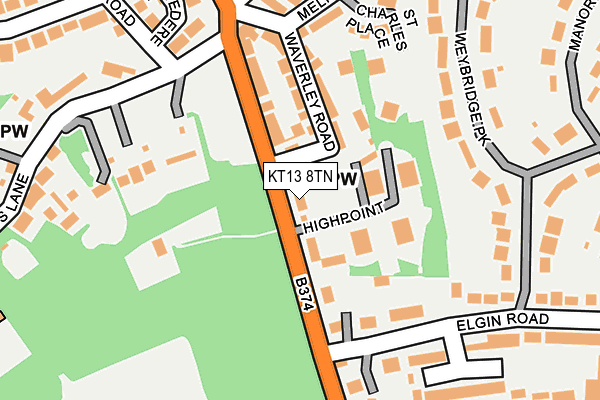 KT13 8TN map - OS OpenMap – Local (Ordnance Survey) KT13 8TN map - OS OpenMap – Local (Ordnance Survey)