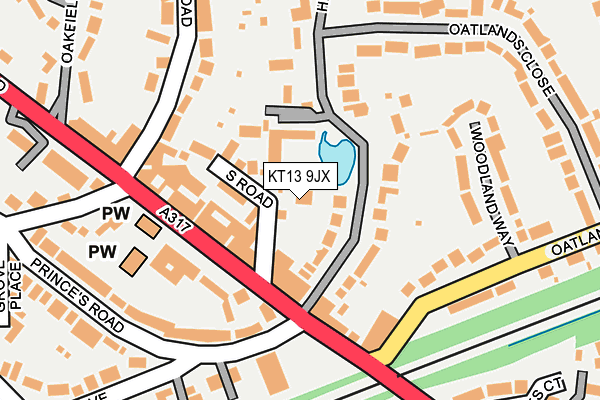 KT13 9JX map - OS OpenMap – Local (Ordnance Survey) KT13 9JX map - OS OpenMap – Local (Ordnance Survey)