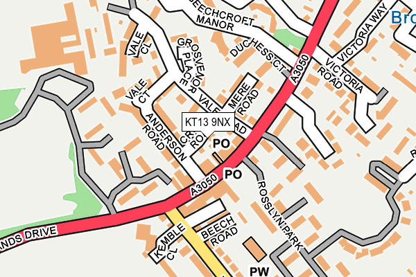 KT13 9NX map - OS OpenMap – Local (Ordnance Survey) KT13 9NX map - OS OpenMap – Local (Ordnance Survey)
