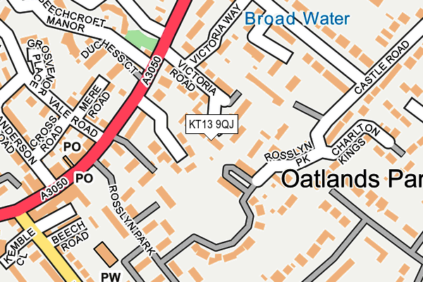 KT13 9QJ map - OS OpenMap – Local (Ordnance Survey) KT13 9QJ map - OS OpenMap – Local (Ordnance Survey)