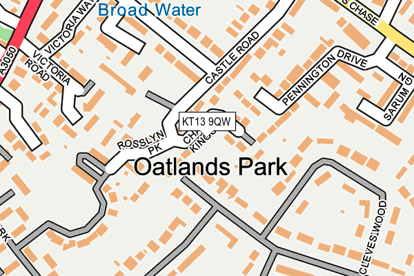 KT13 9QW map - OS OpenMap – Local (Ordnance Survey) KT13 9QW map - OS OpenMap – Local (Ordnance Survey)