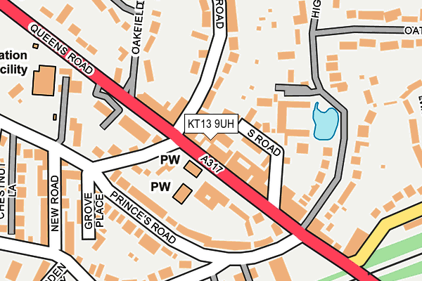 KT13 9UH map - OS OpenMap – Local (Ordnance Survey) KT13 9UH map - OS OpenMap – Local (Ordnance Survey)