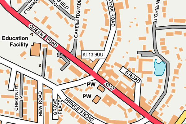 KT13 9UU map - OS OpenMap – Local (Ordnance Survey) KT13 9UU map - OS OpenMap – Local (Ordnance Survey)
