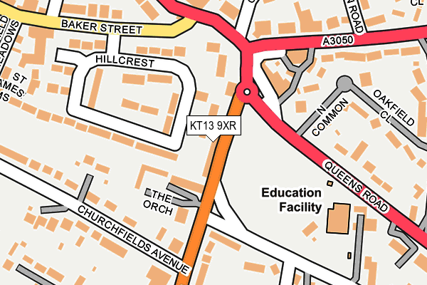 KT13 9XR map - OS OpenMap – Local (Ordnance Survey)