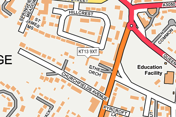 KT13 9XT map - OS OpenMap – Local (Ordnance Survey) KT13 9XT map - OS OpenMap – Local (Ordnance Survey)