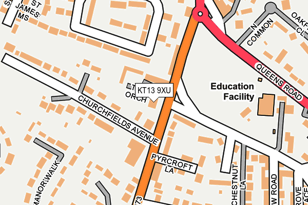 KT13 9XU map - OS OpenMap – Local (Ordnance Survey) KT13 9XU map - OS OpenMap – Local (Ordnance Survey)