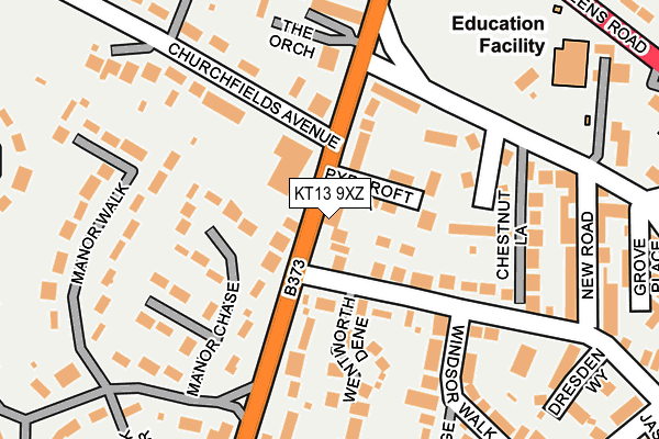 KT13 9XZ map - OS OpenMap – Local (Ordnance Survey) KT13 9XZ map - OS OpenMap – Local (Ordnance Survey)