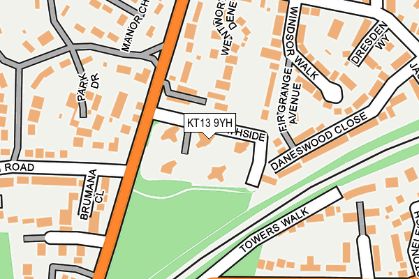 KT13 9YH map - OS OpenMap – Local (Ordnance Survey) KT13 9YH map - OS OpenMap – Local (Ordnance Survey)