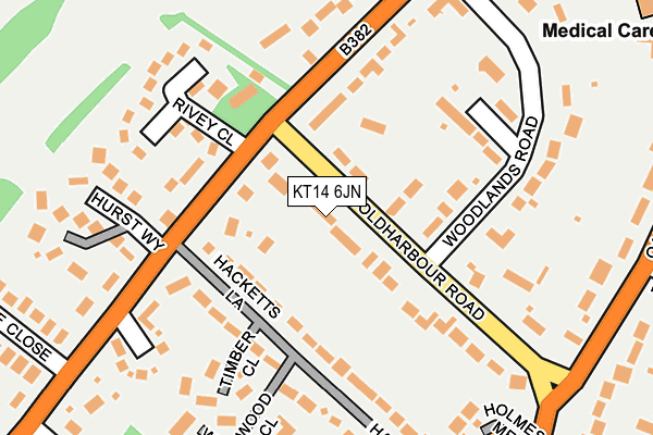 KT14 6JN map - OS OpenMap – Local (Ordnance Survey) KT14 6JN map - OS OpenMap – Local (Ordnance Survey)