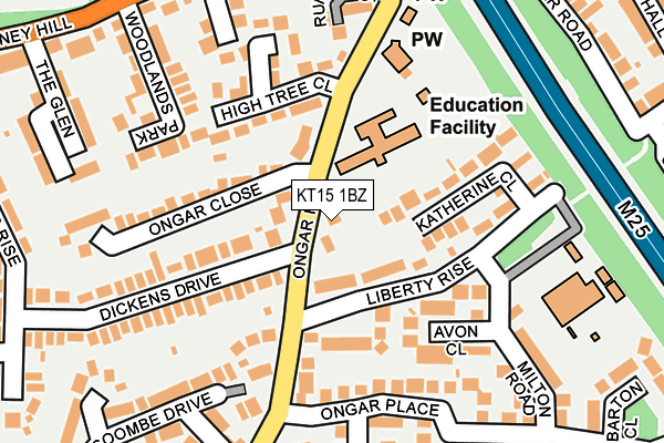 KT15 1BZ map - OS OpenMap – Local (Ordnance Survey) KT15 1BZ map - OS OpenMap – Local (Ordnance Survey)