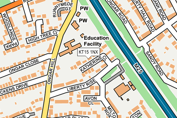 KT15 1NX map - OS OpenMap – Local (Ordnance Survey) KT15 1NX map - OS OpenMap – Local (Ordnance Survey)