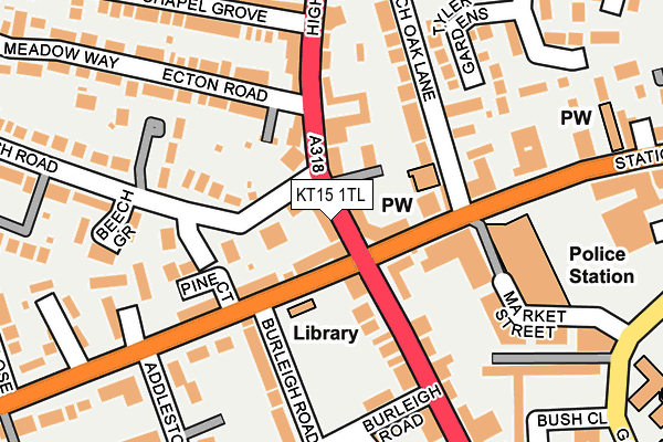 KT15 1TL map - OS OpenMap – Local (Ordnance Survey)
