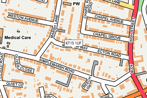 KT15 1UF map - OS OpenMap – Local (Ordnance Survey) KT15 1UF map - OS OpenMap – Local (Ordnance Survey)